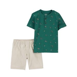 🏝️Carter's Toddler Boy 2 Piece Safari Animals Shirt & Short Set Size 2T